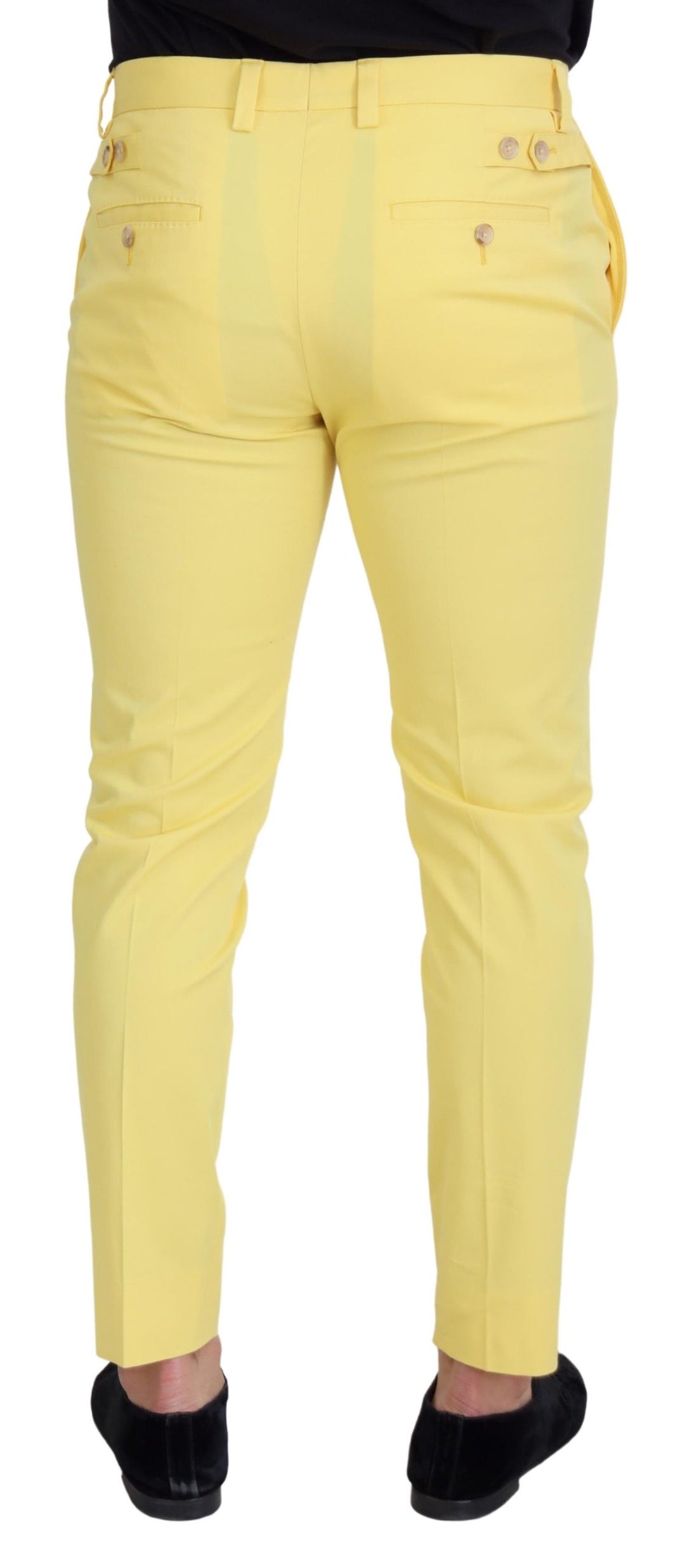 Dolce & Gabbana Yellow Cotton Slim Fit  Pants