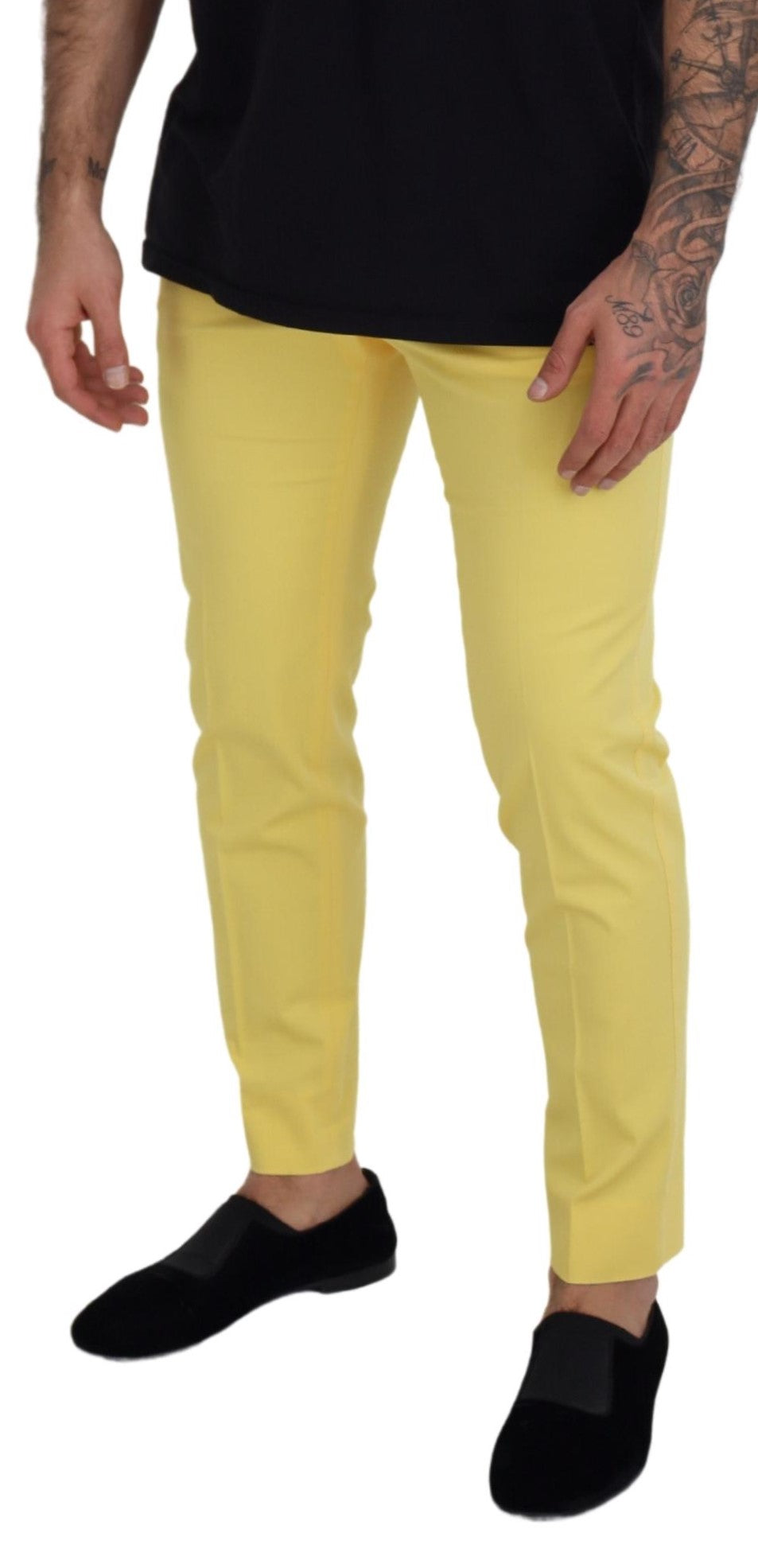 Dolce & Gabbana Yellow Cotton Slim Fit  Pants