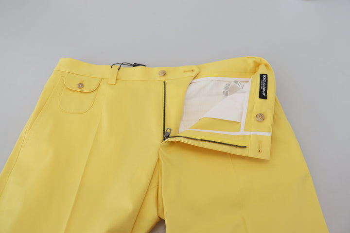 Dolce & Gabbana Yellow Cotton Slim Fit  Pants