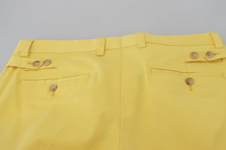 Dolce & Gabbana Yellow Cotton Slim Fit  Pants