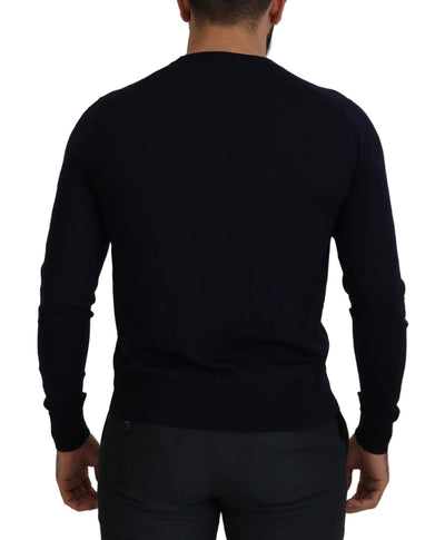 Dolce & Gabbana Blue Wool STAFF Down Cardigan Sweater