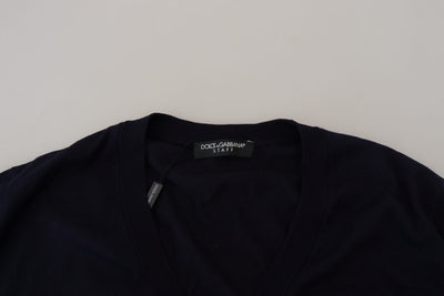 Dolce & Gabbana Blue Wool STAFF Down Cardigan Sweater