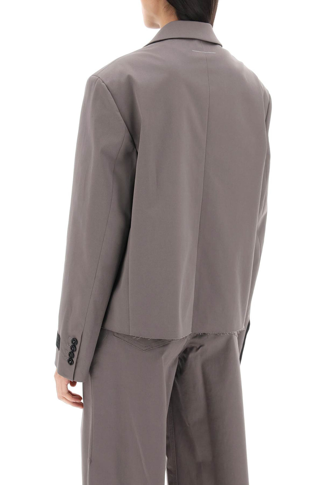 Mm6 maison margiela cropped blazer with cut-off hem-2