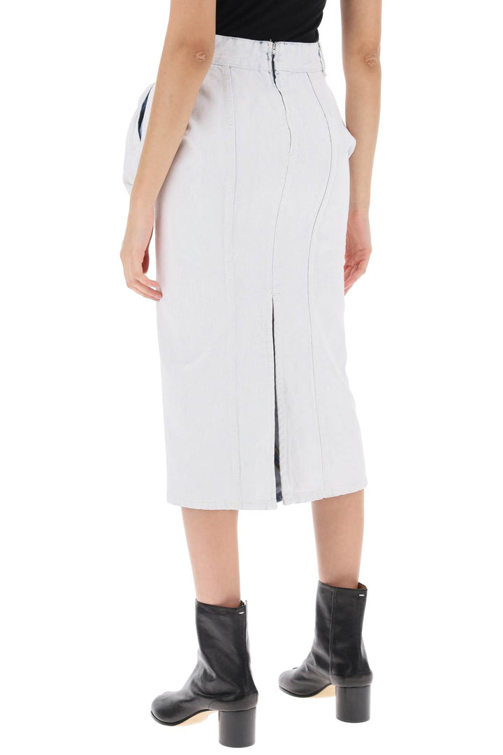 Maison margiela crinkled denim midi skirt with r-2