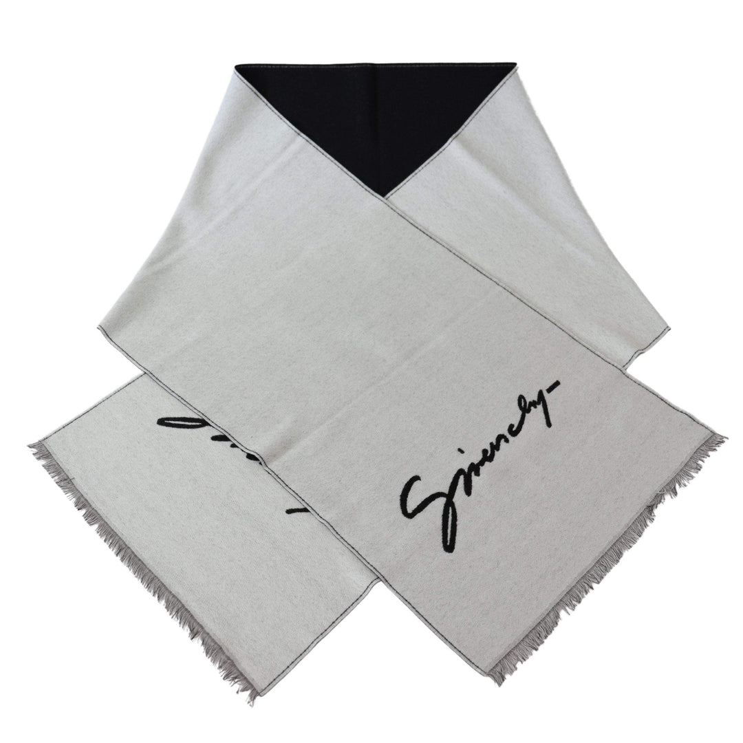 GIVENCHY Black White Wool Unisex Winter Warm Scarf Wrap Shawl #women, Accessories - New Arrivals, feed-agegroup-adult, feed-color-white, feed-gender-female, feed-size-58 cm|M, feed-size-OS, Gender_Women, GIVENCHY, Scarves - Men - Accessories, Scarves - Women - Accessories, White at SEYMAYKA