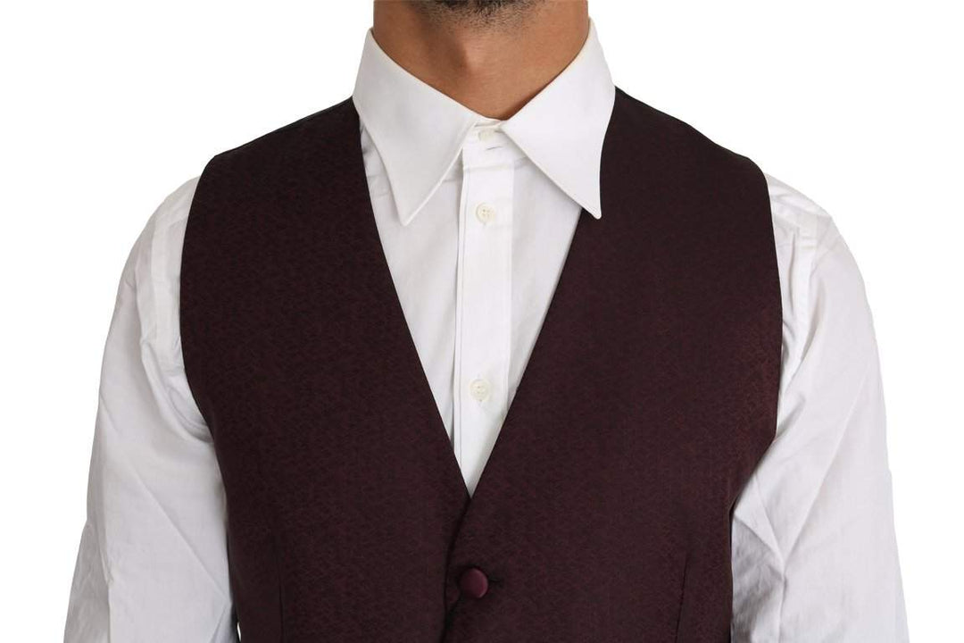 Dolce & Gabbana  Purple Pattern Wool Silk Waistcoat Vest #men, Brand_Dolce & Gabbana, Catch, Dolce & Gabbana, feed-agegroup-adult, feed-color-purple, feed-gender-male, feed-size-IT48 | M, feed-size-IT50 | L, Gender_Men, IT48 | M, IT50 | L, Kogan, Men - New Arrivals, Purple, Vests - Men - Clothing at SEYMAYKA