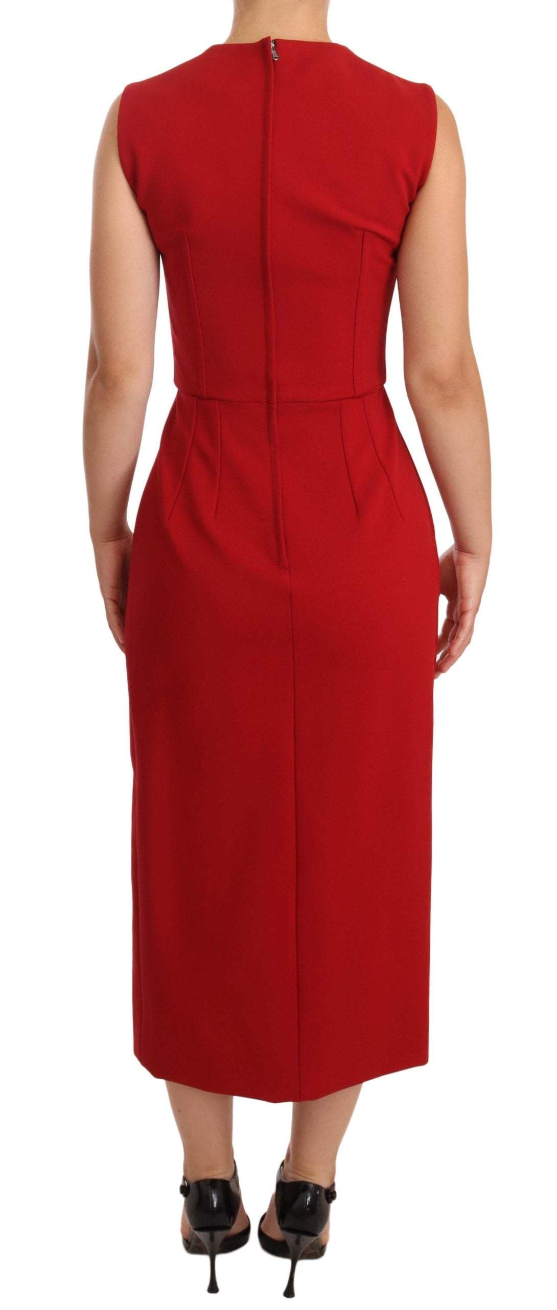 Dolce & Gabbana Red Sweetheart Sleeveless Midi Stretch Dress Dolce & Gabbana, Dresses - Women - Clothing, feed-1, IT38|XS, Red at SEYMAYKA