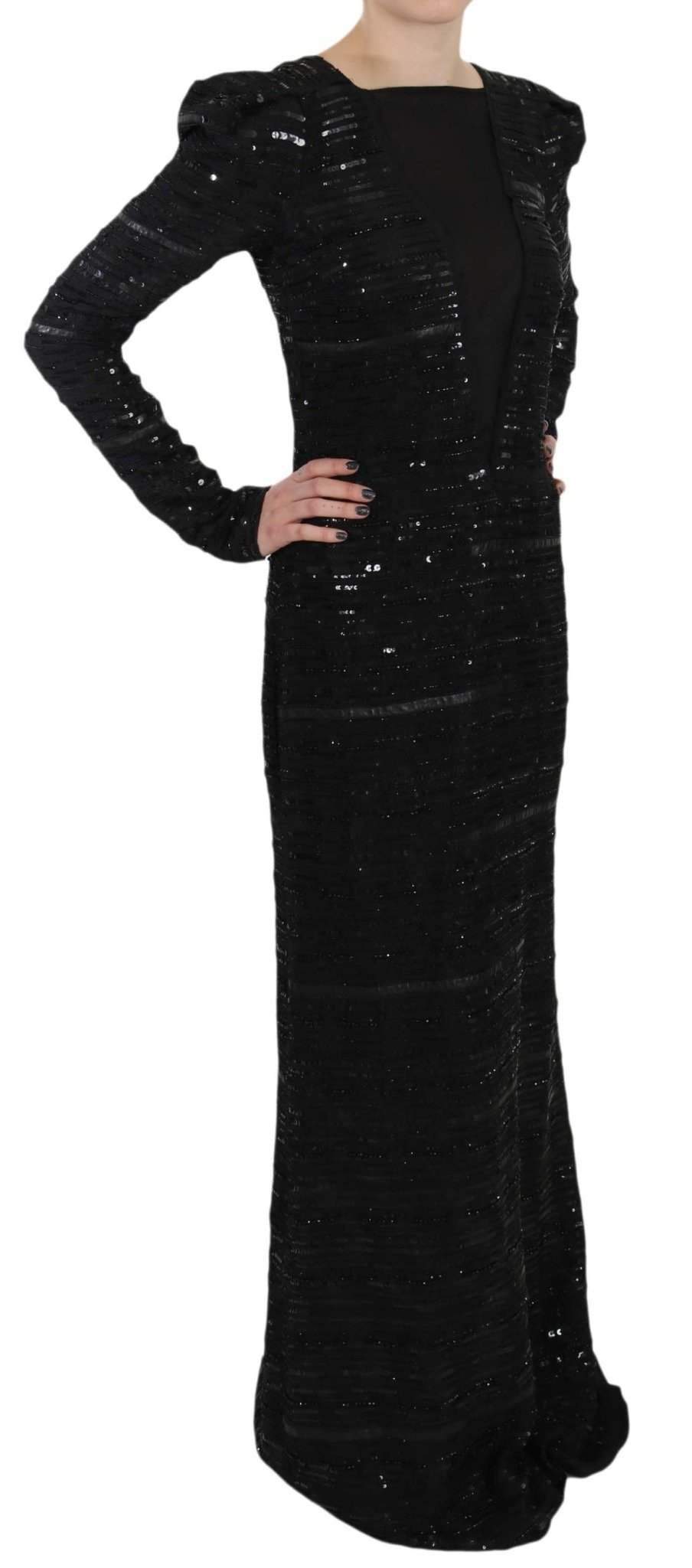 John Richmond  Silk Full Length Sequined Gown Dress #women, Black, Catch, Clothing_Dress, Dresses - Women - Clothing, feed-agegroup-adult, feed-color-black, feed-gender-female, feed-size-IT40|S, Gender_Women, IT40|S, John Richmond, Kogan, Women - New Arrivals at SEYMAYKA