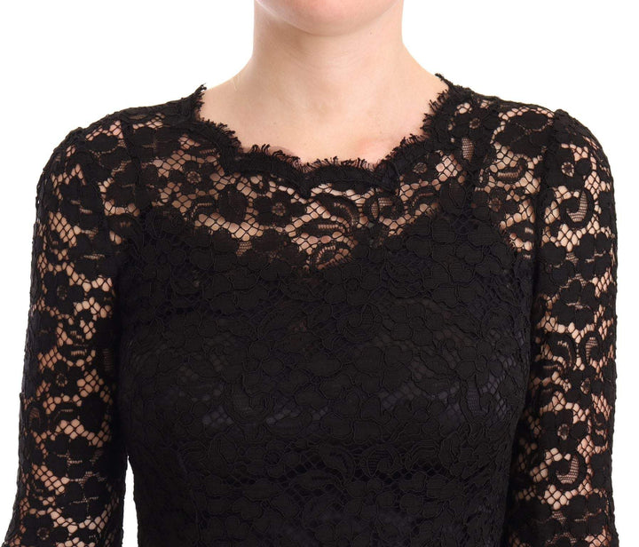 Dolce & Gabbana Black Cotton Lace Mermaid Long Sleeves Dress Black, Dolce & Gabbana, Dresses - Women - Clothing, feed-1, IT38|XS at SEYMAYKA