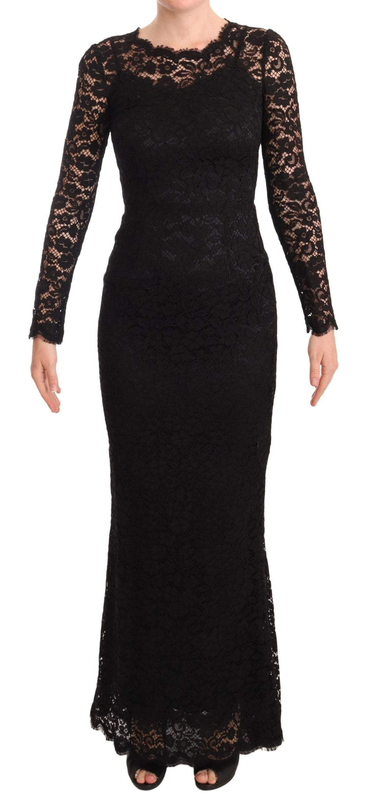 Dolce & Gabbana Black Cotton Lace Mermaid Long Sleeves Dress Black, Dolce & Gabbana, Dresses - Women - Clothing, feed-1, IT38|XS at SEYMAYKA