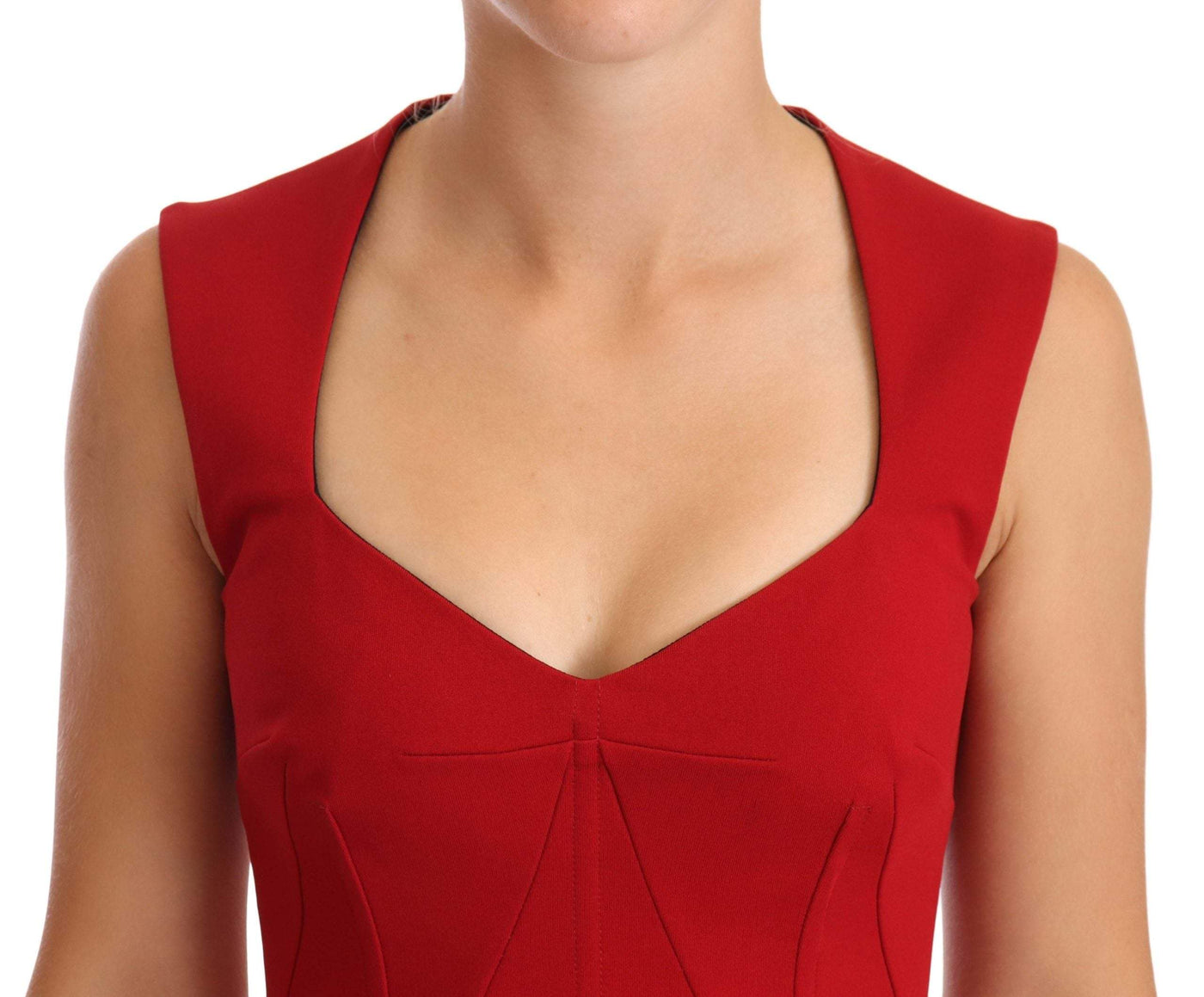 Dolce & Gabbana Red Sweetheart Sleeveless Midi Stretch Dress Dolce & Gabbana, Dresses - Women - Clothing, feed-1, IT38|XS, Red at SEYMAYKA