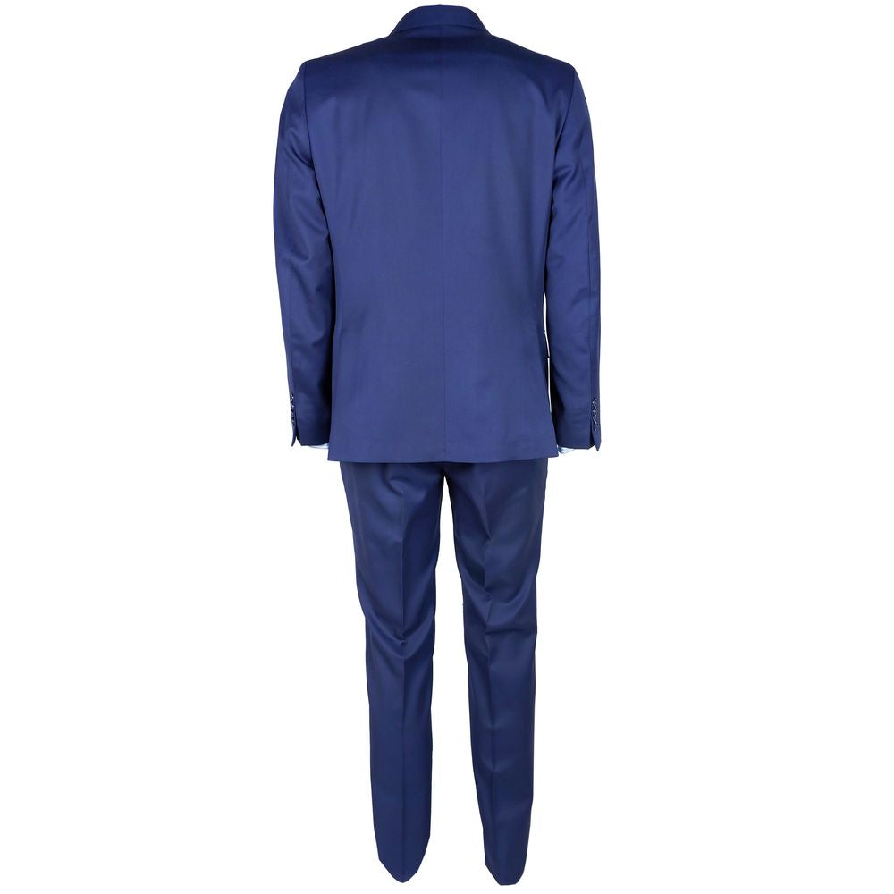 Made In Italy Blue Wool Vergine Suit