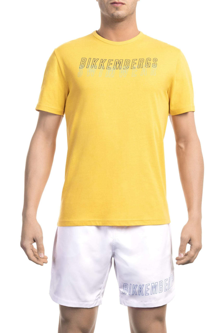 Bikkembergs Yellow Cotton T-Shirt #men, Bikkembergs, feed-1, L, M, S, T-Shirts - Men - Clothing, XL, XXL, Yellow at SEYMAYKA