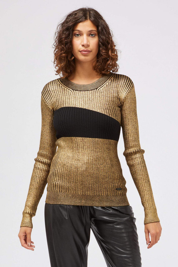 Custo Barcelona Gold Wool Sweater Custo Barcelona, feed-1, Gold, IT40 | XS, IT42 | S, IT44 | M, IT46 | L, Sweaters - Women - Clothing at SEYMAYKA