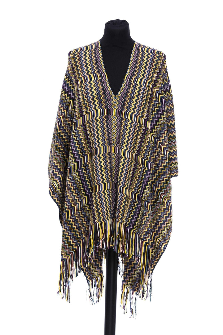 Missoni Multicolor Wool Poncho feed-1, Missoni, Multicolor, Ponchos - Women - Clothing at SEYMAYKA