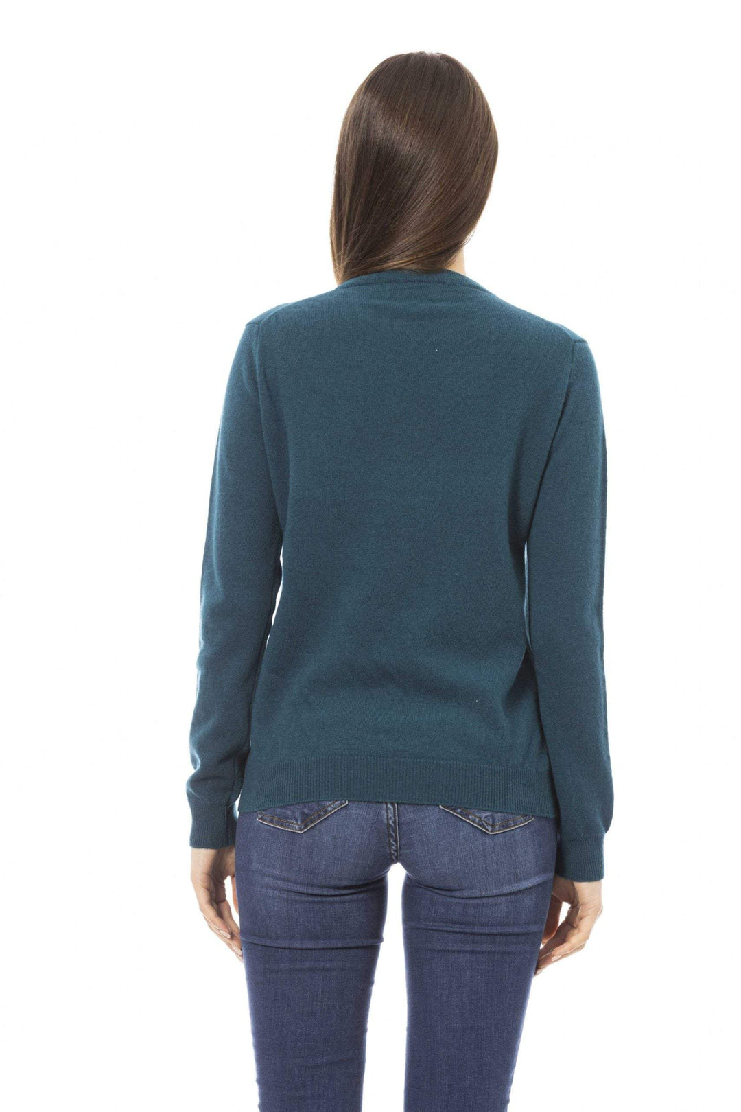 Baldinini Trend Teal Wool Sweater Baldinini Trend, feed-1, M, S, Sweaters - Women - Clothing, Teal at SEYMAYKA