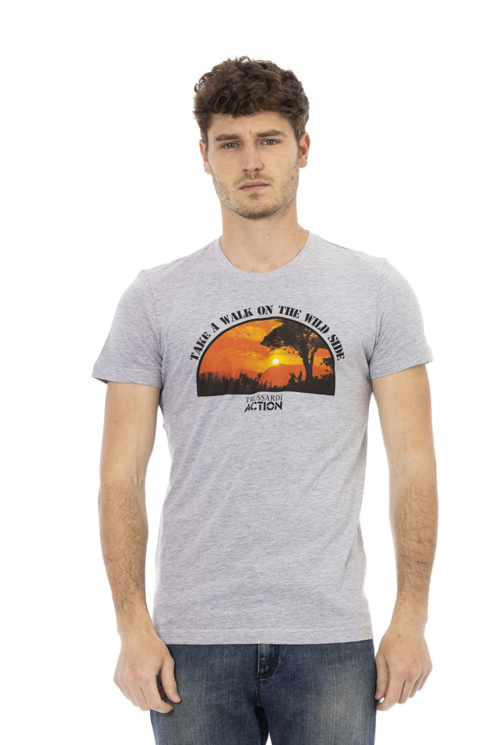 Trussardi Action Gray Cotton T-Shirt