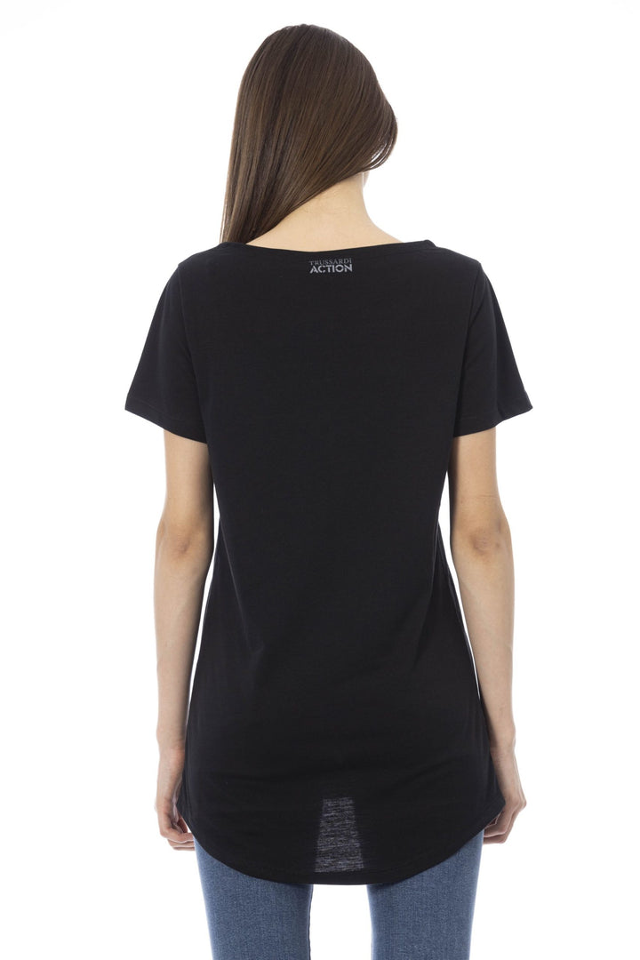 Trussardi Action Black Cotton Tops & T-Shirt