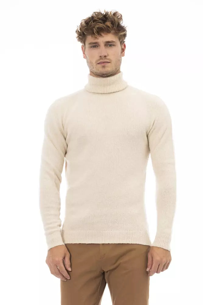 Alpha studio Beige Alpaca Leather Sweater