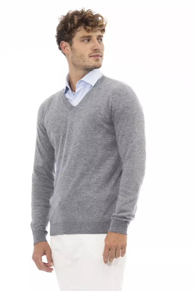 Alpha studio Gray Viscose Sweater