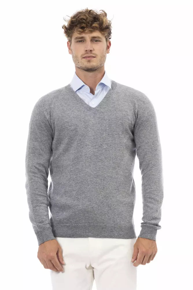 Alpha studio Gray Viscose Sweater