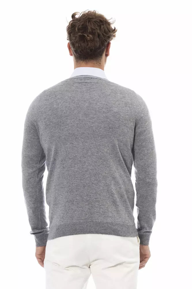 Alpha studio Gray Viscose Sweater