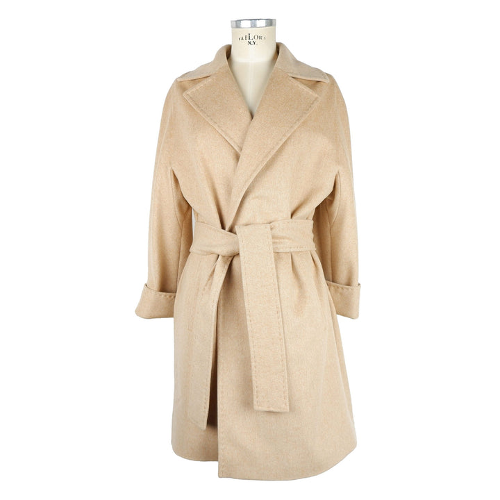 Made In Italy Beige Vergine Wool Coat