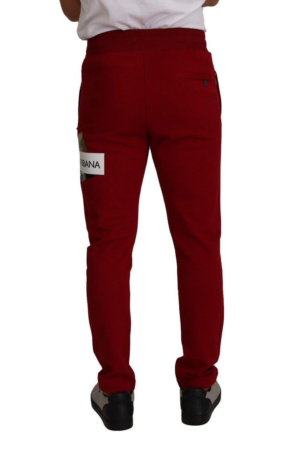 Dolce & Gabbana Red Cotton Logo Patch Sweatpants Jogging Pants #men, Dolce & Gabbana, feed-1, IT44 | XS, IT46 | S, Jeans & Pants - Men - Clothing, Red at SEYMAYKA