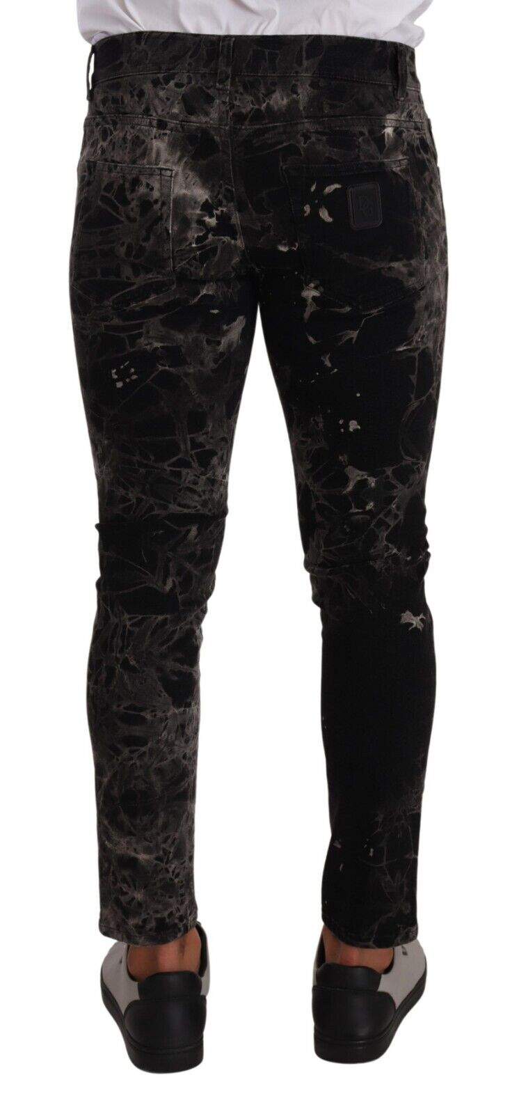 Dolce & Gabbana Black Patterned Skinny Slim Fit Jeans #men, Black and Gray, Dolce & Gabbana, feed-1, IT48 | M, Jeans & Pants - Men - Clothing at SEYMAYKA