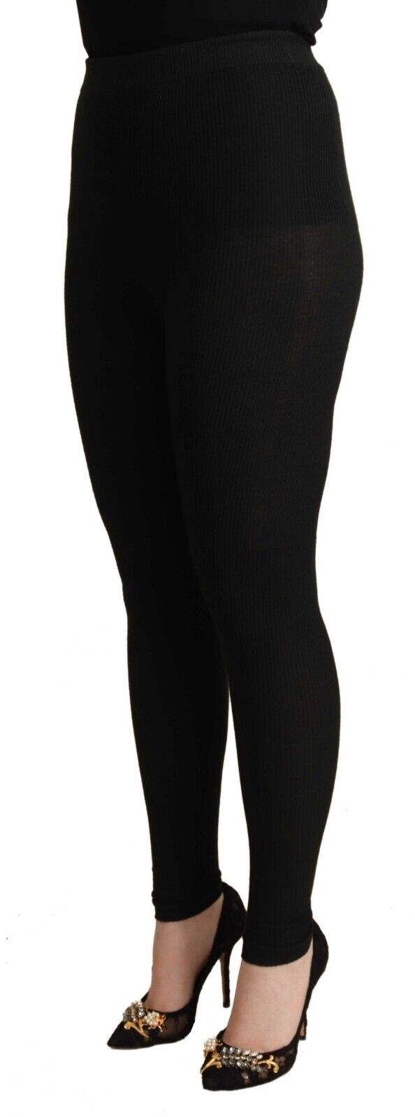 Dolce & Gabbana Black Cashmere Stretch Waist Tights Pants Black, Dolce & Gabbana, feed-1, IT40|S, Jeans & Pants - Women - Clothing at SEYMAYKA