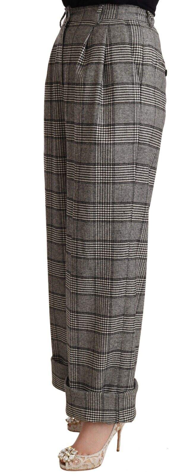 Dolce & Gabbana Gray Tartan Straight Trouser Wool Pants Dolce & Gabbana, feed-1, Gray, IT40|S, Jeans & Pants - Women - Clothing at SEYMAYKA