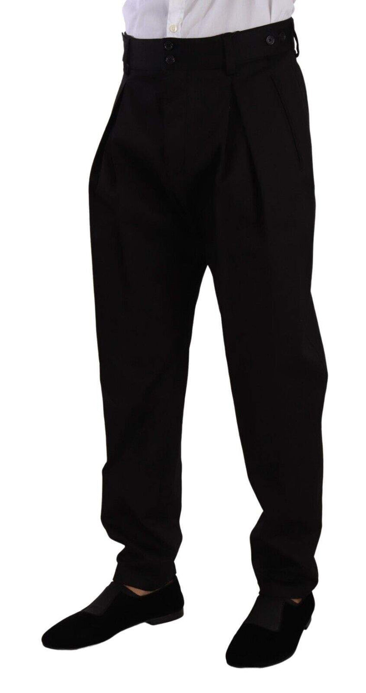 Dolce & Gabbana Black Cotton High Waist  Trouser Dress Pants #men, Black, Dolce & Gabbana, feed-1, IT48 | M, Jeans & Pants - Men - Clothing at SEYMAYKA