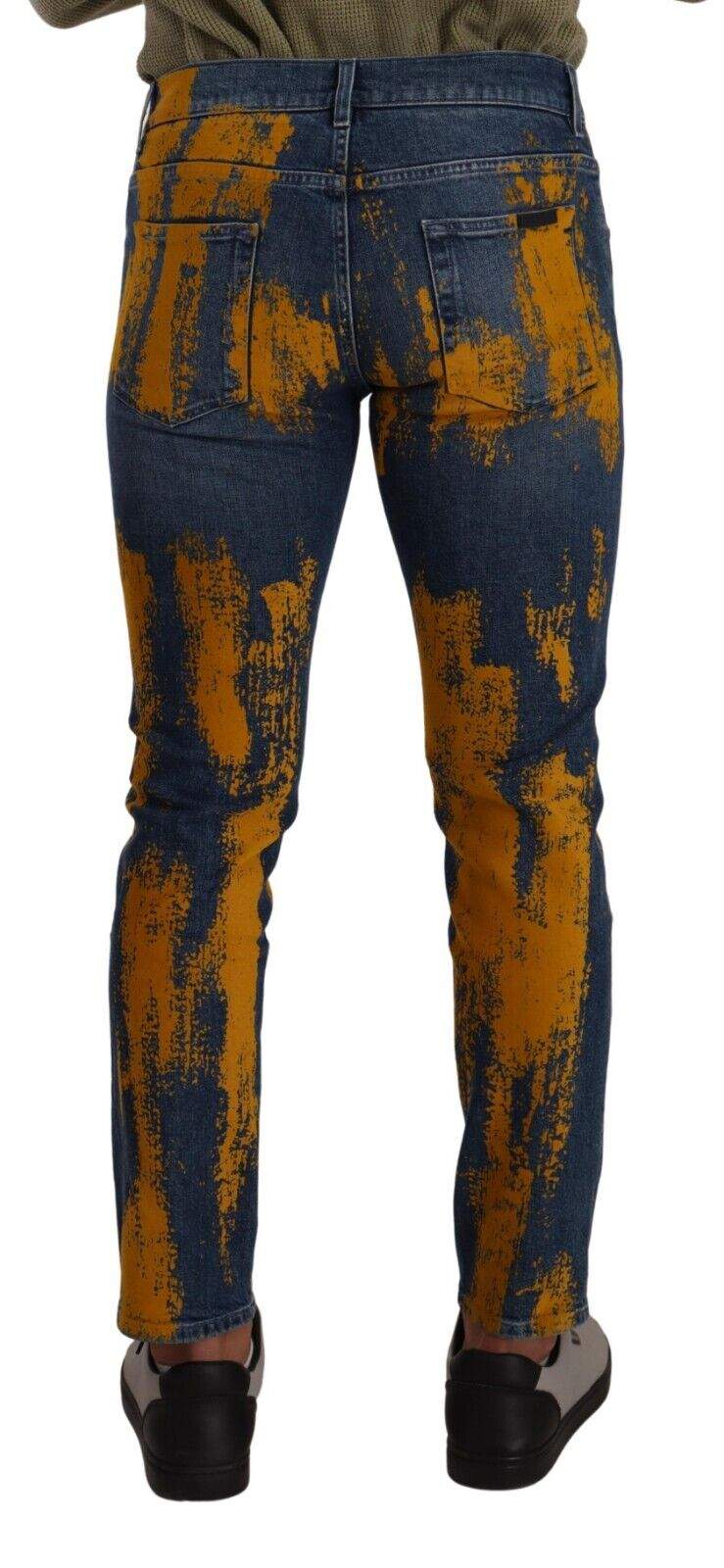 Dolce & Gabbana Blue Yellow Dye Cotton Skinny  Denim Jeans #men, Blue, Dolce & Gabbana, feed-1, IT44 | XS, IT46 | S, IT48 | M, IT50 | L, IT52 | XL, IT54 | XL, Jeans & Pants - Men - Clothing at SEYMAYKA