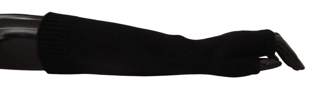 Dolce & Gabbana Black Knitted Fingerless Elbow Length Gloves 7.5|S, 7|S, 8|M, Black, Dolce & Gabbana, feed-1, Gloves - Women - Accessories at SEYMAYKA