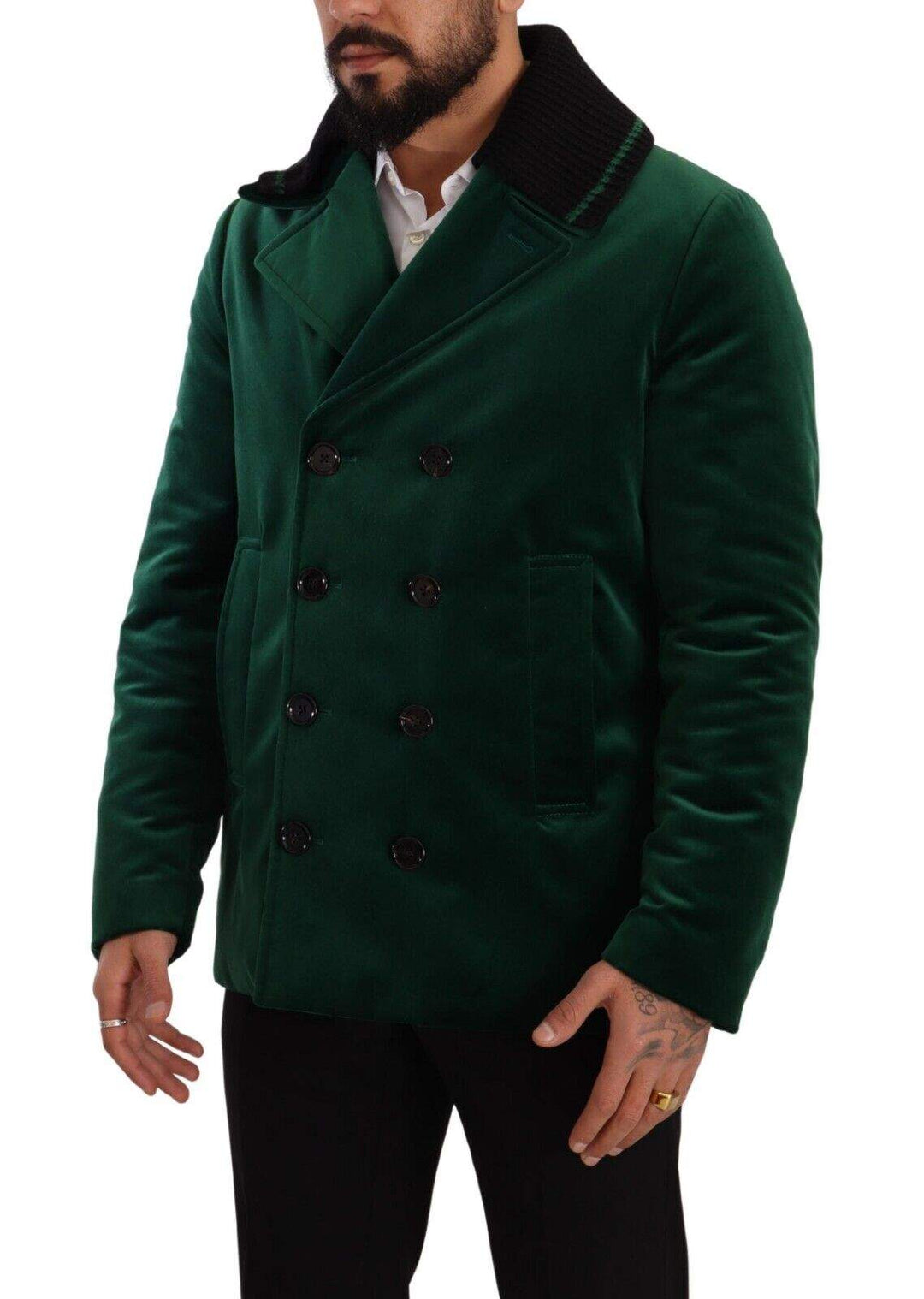 Dolce & Gabbana Green Velvet Cotton Double Breasted Jacket #men, Dolce & Gabbana, feed-1, Green, IT48 | M, Jackets - Men - Clothing at SEYMAYKA