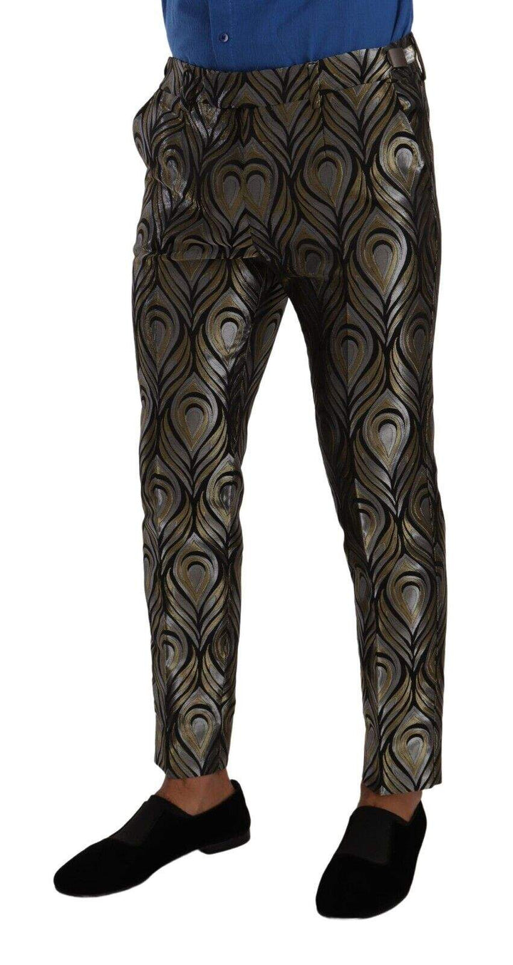 Dolce & Gabbana Silver Gold Jacquard  Trouser Dress Pants #men, Black | Silver, Dolce & Gabbana, feed-1, IT48 | M, Jeans & Pants - Men - Clothing at SEYMAYKA