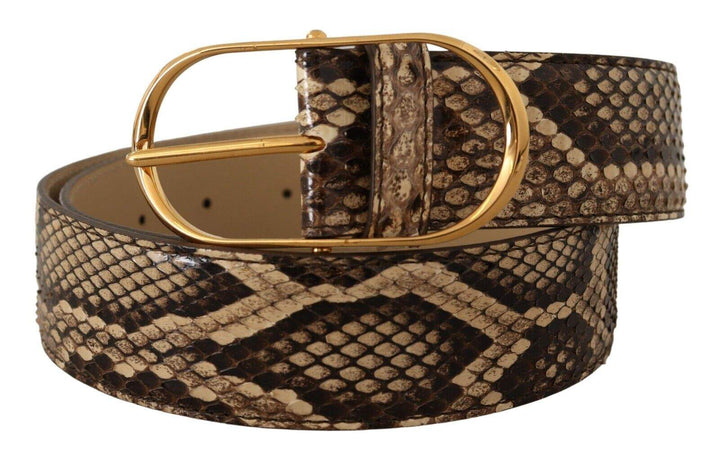 Dolce & Gabbana Brown Exotic Leather Gold Oval Buckle Belt 75 cm / 30 Inches, Belts - Women - Accessories, Brown, Dolce & Gabbana, feed-1 at SEYMAYKA