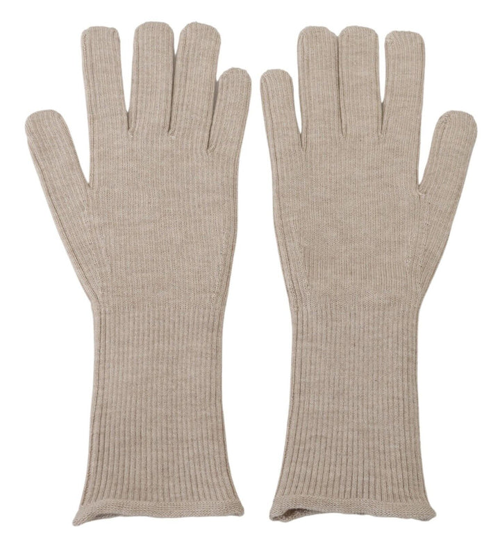 Dolce & Gabbana Ivory Cashmere Silk Hands Mitten s Gloves