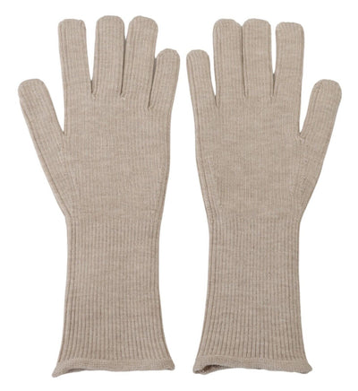 Dolce & Gabbana Ivory Cashmere Silk Hands Mitten s Gloves