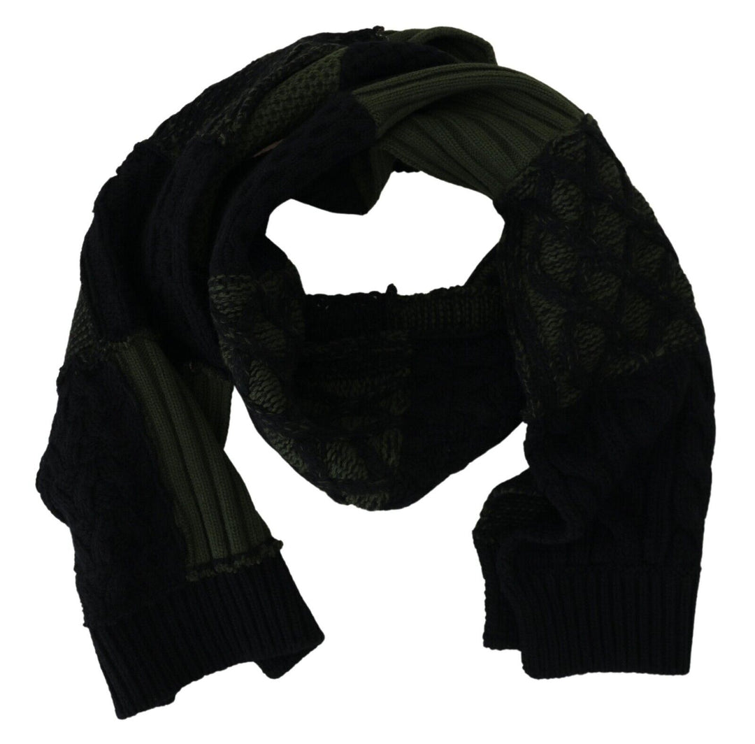 Dolce & Gabbana Black Green Knitted  Neck Wrap Shawl Scarf