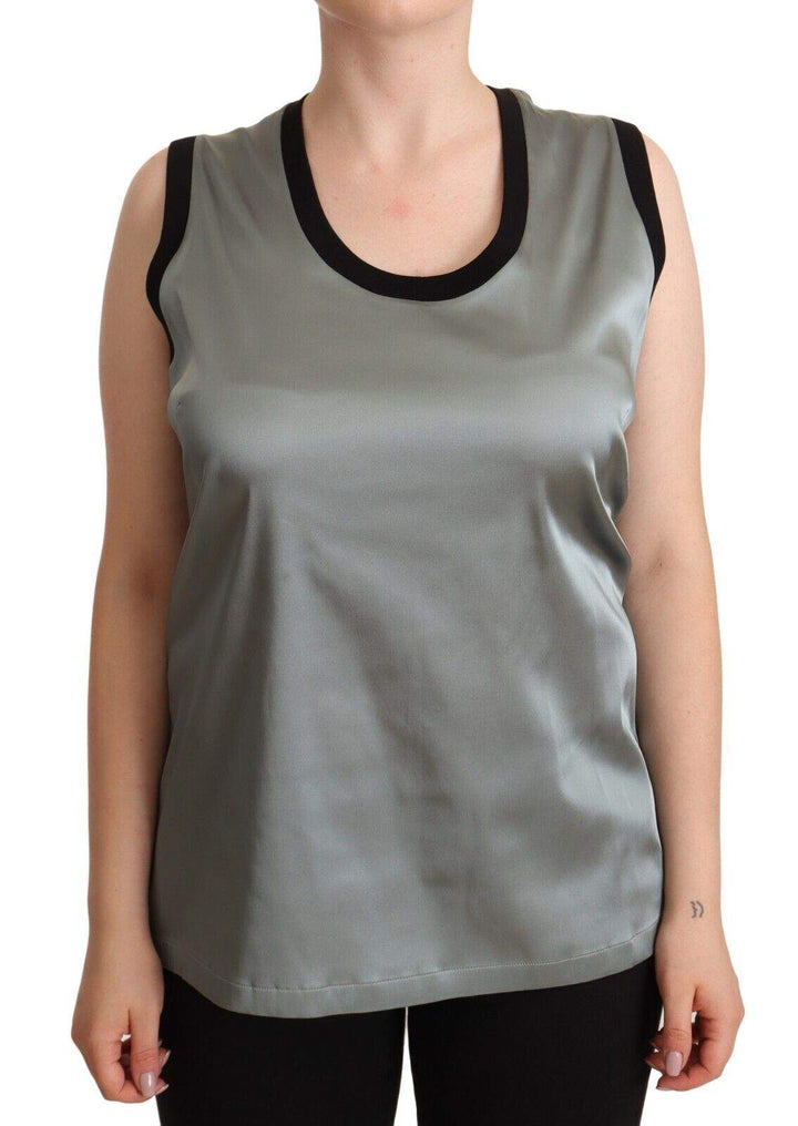 Dolce & Gabbana Silver Round Neck Sleeveless Casual Tank Top Dolce & Gabbana, feed-1, IT48|XXL, Silver, Tops & T-Shirts - Women - Clothing at SEYMAYKA