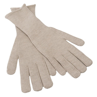 Dolce & Gabbana Ivory Cashmere Silk Hands Mitten s Gloves