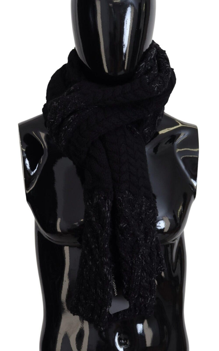 Dolce & Gabbana Black Knitted  Neck Wrap Shawl Scarf