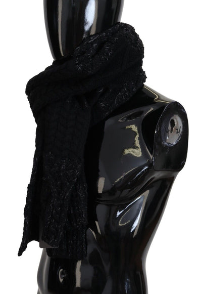 Dolce & Gabbana Black Knitted  Neck Wrap Shawl Scarf