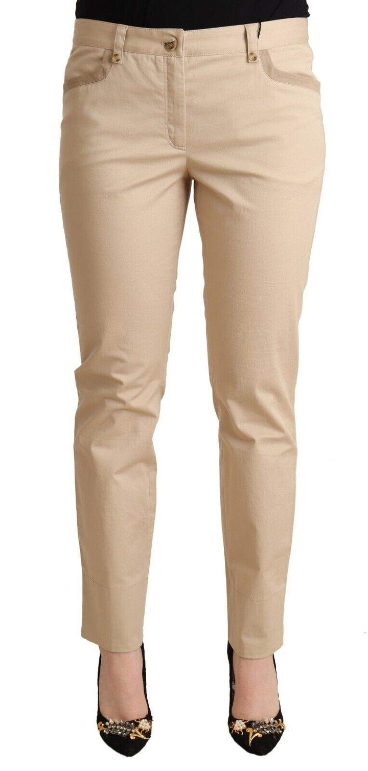 Dolce & Gabbana Beige Cotton Stretch Skinny Trouser Pants Beige, Dolce & Gabbana, feed-1, IT46|XL, Jeans & Pants - Women - Clothing at SEYMAYKA