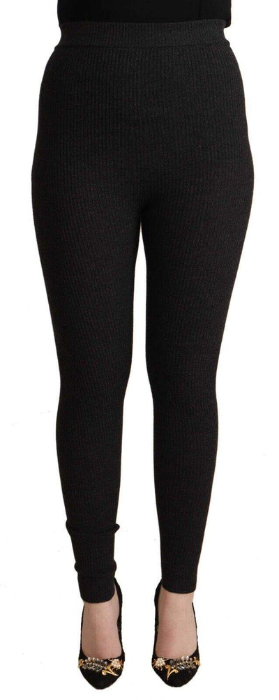 Dolce & Gabbana Black Virgin Wool Stretch Waist Tights Pants Black, Dolce & Gabbana, feed-1, IT40|S, Jeans & Pants - Women - Clothing at SEYMAYKA