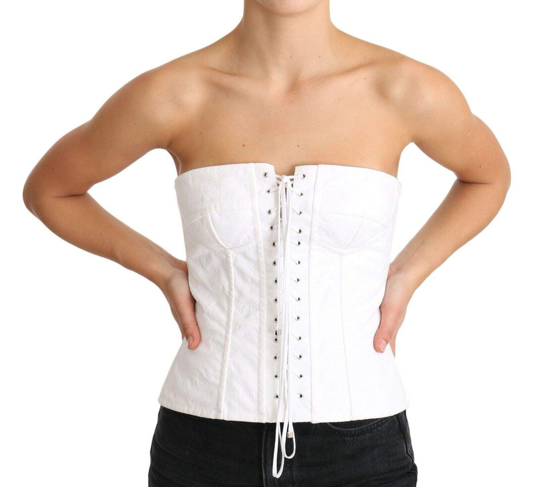 Dolce & Gabbana White PALERMO Bustier Cotton Top Corset Dolce & Gabbana, feed-1, IT40|S, Tops & T-Shirts - Women - Clothing, White at SEYMAYKA