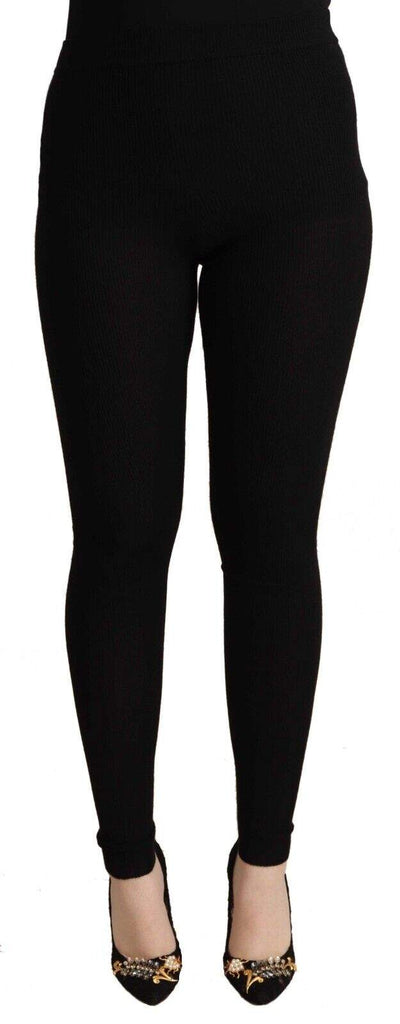 Dolce & Gabbana Black Cashmere Stretch Waist Tights Pants Black, Dolce & Gabbana, feed-1, IT36|XXS, IT38|XS, IT40|S, IT42|M, IT46|XL, Jeans & Pants - Women - Clothing at SEYMAYKA