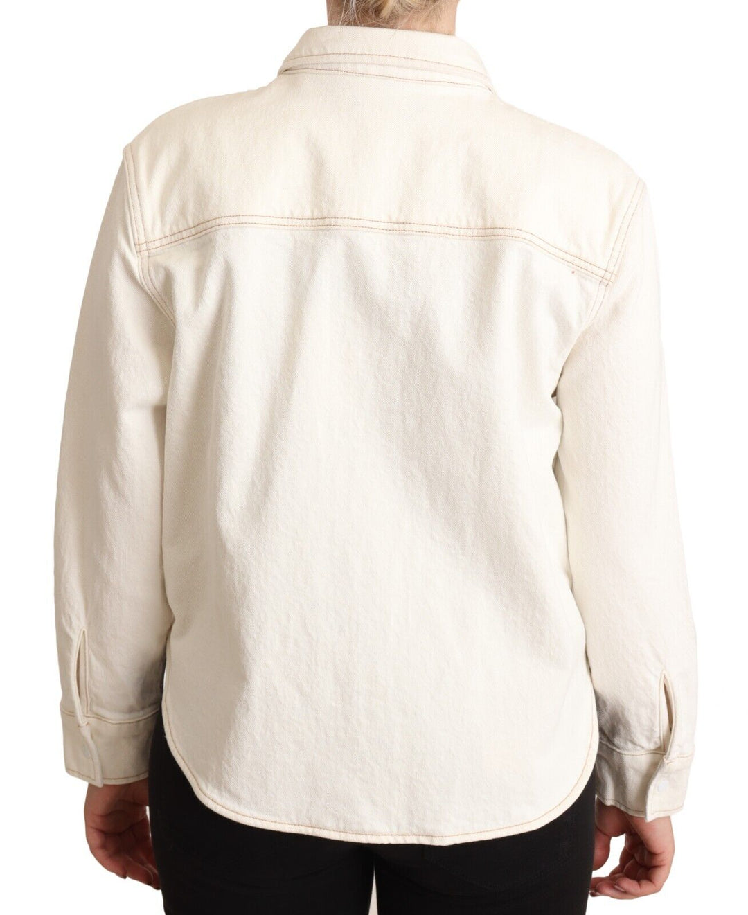 Levi's White Cotton Collared Long Sleeves Button Down Polo Top