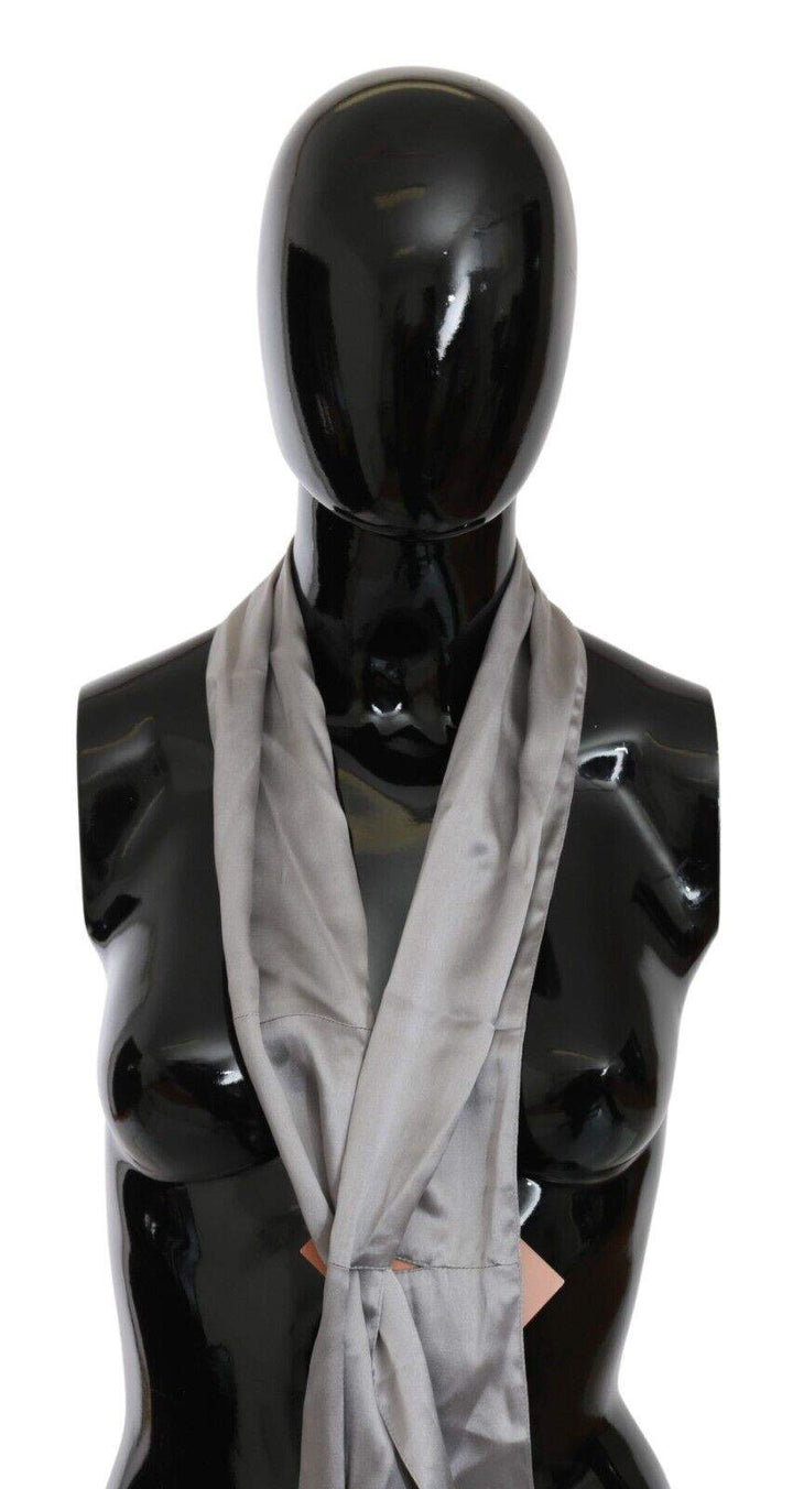 Erno Scervino Metallic Silver Silk Neck Wrap Shawl Scarf #men, Ermanno Scervino, feed-1, Scarves - Men - Accessories, Silver at SEYMAYKA